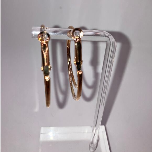 Gold-Tone Shiny Double Large Hoop Hinged 1 5/8" Earrings! - Picture 8 of 9